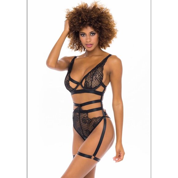 50 Shades of Frisky Lace Garter Teddy – Fashion Nova Black Adjustable Straps S - Picture 2 of 5